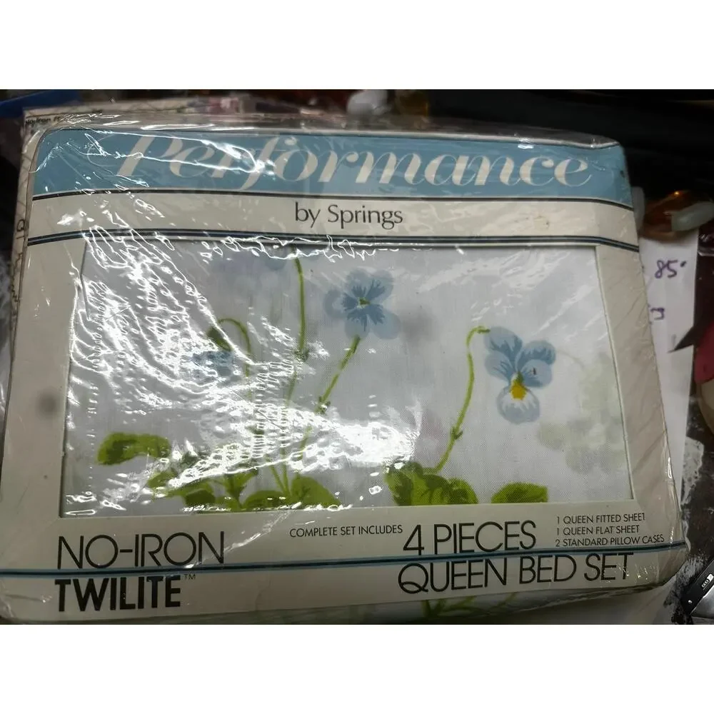 VTG Springs No-Iron Queen Bed Set 1 fitted 1 flat 2 pillowcases Summer Breeze